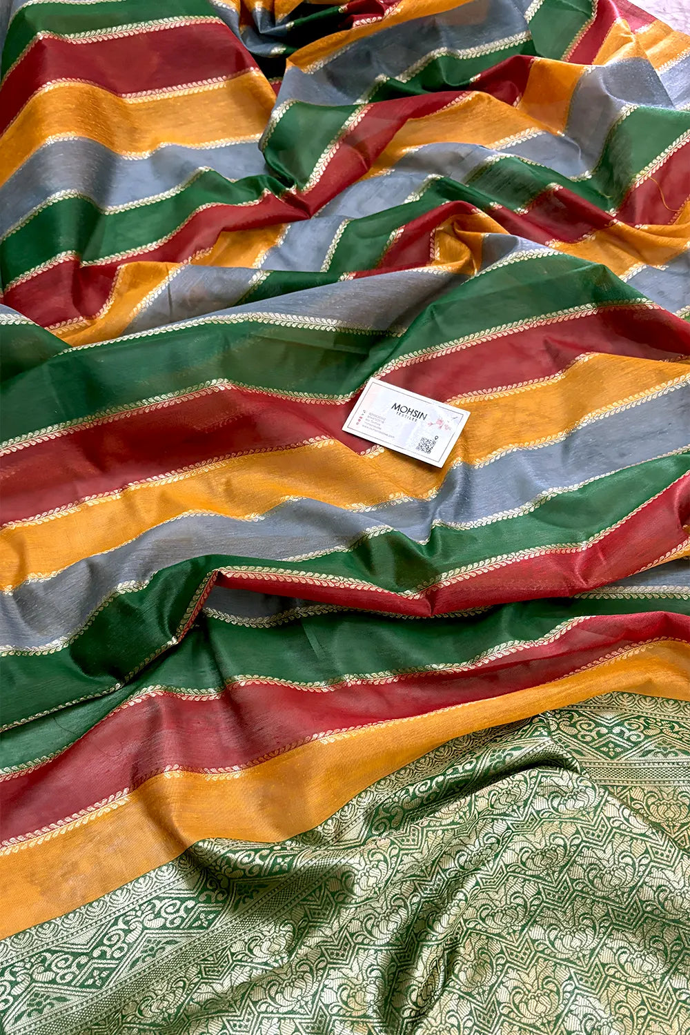 Green Resham Zari Chanderi Silk Banarasi Saree