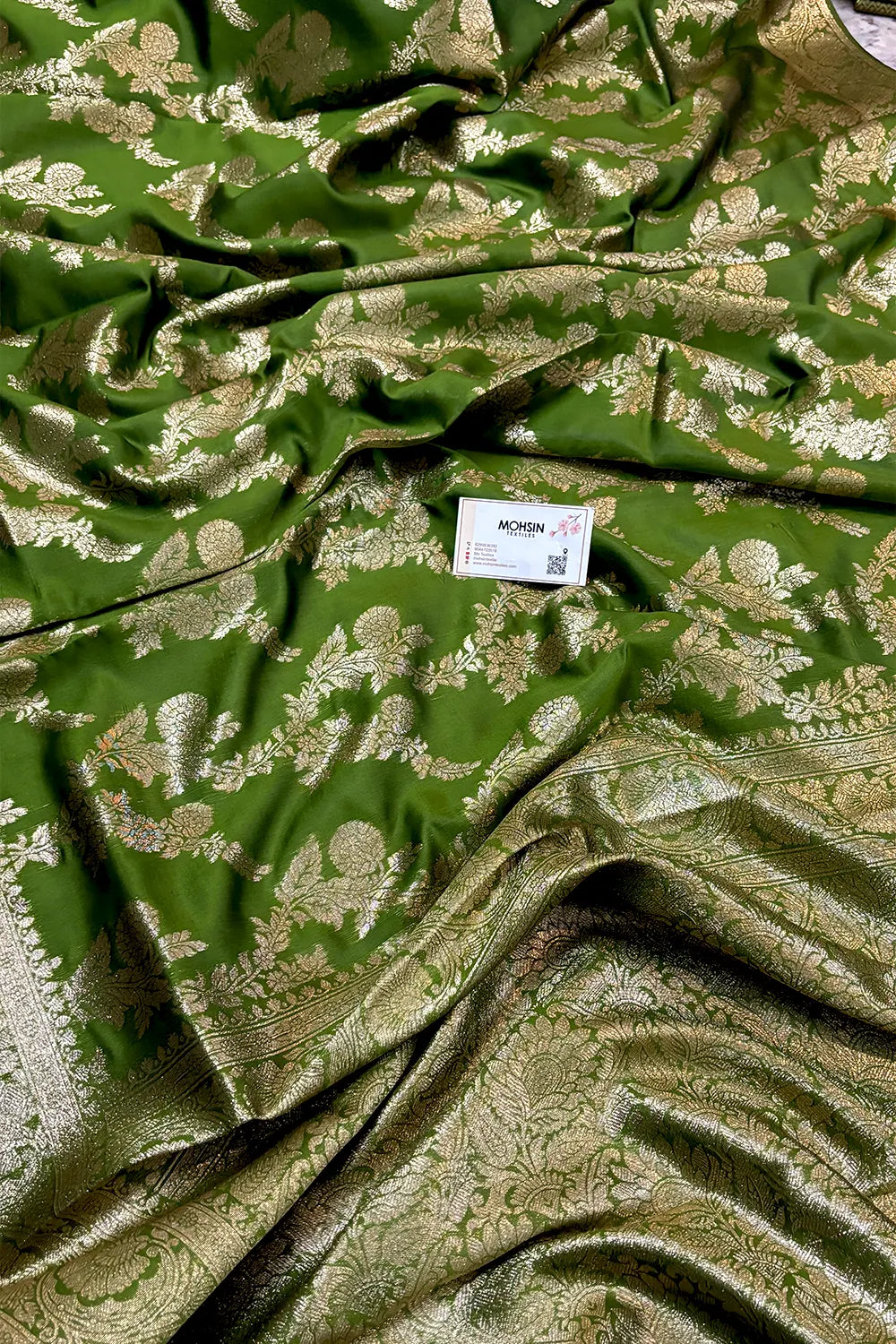 Mehendi Zari Banarasi Silk Saree