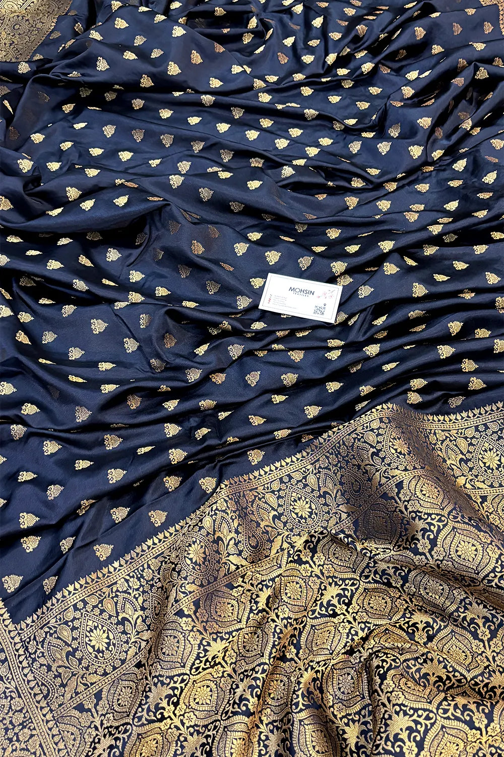 Navy Blue Golden Zari Katan Silk Banarasi Saree