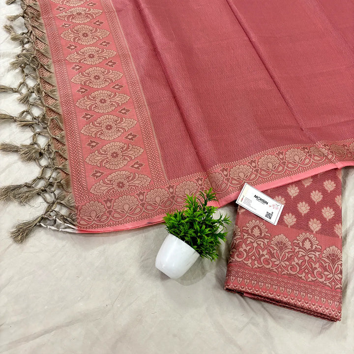 Peach Avatar Cotton Silk Banarasi Suit