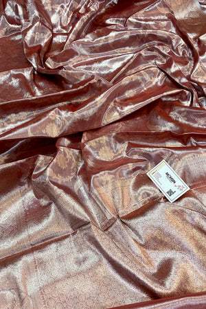 Peach Golden Zari Tissue Silk Banarasi Saree