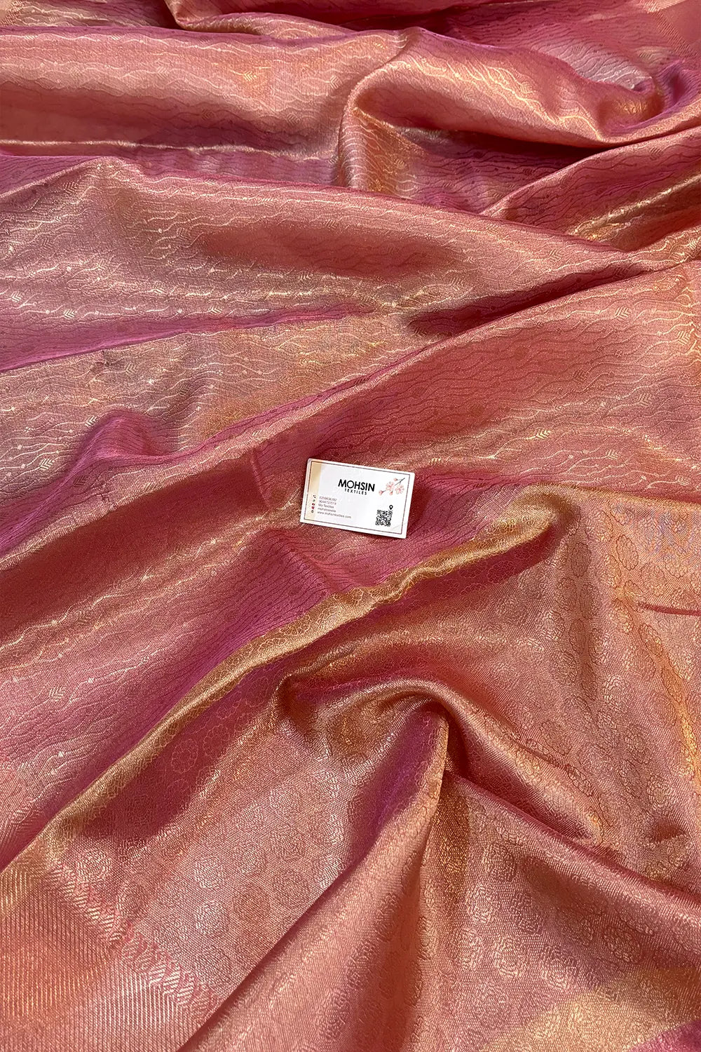 Pink Golden Zari Tissue Silk Banarasi Saree
