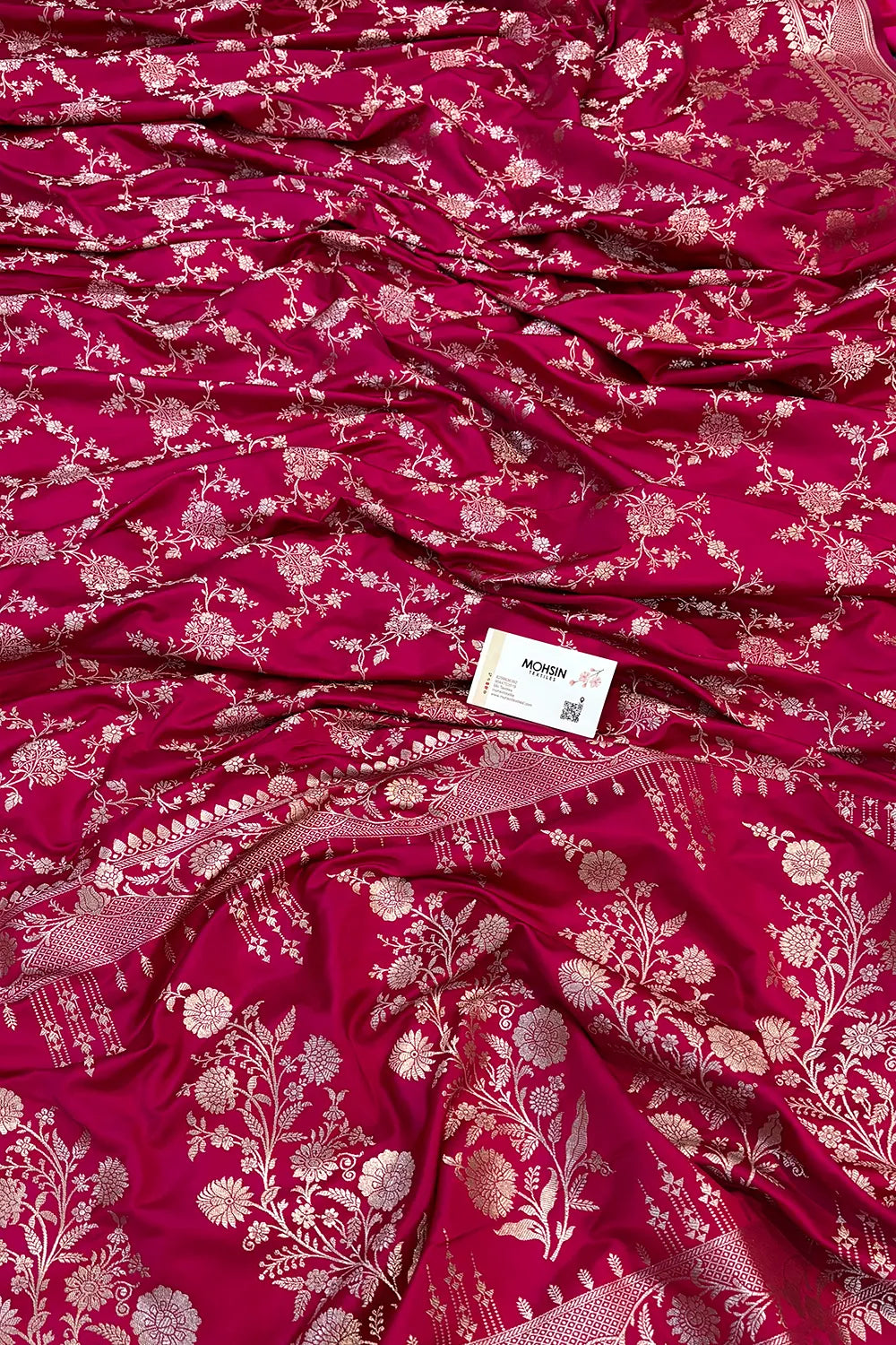 Pink Jhanjaal Katan Silk Banarasi Saree