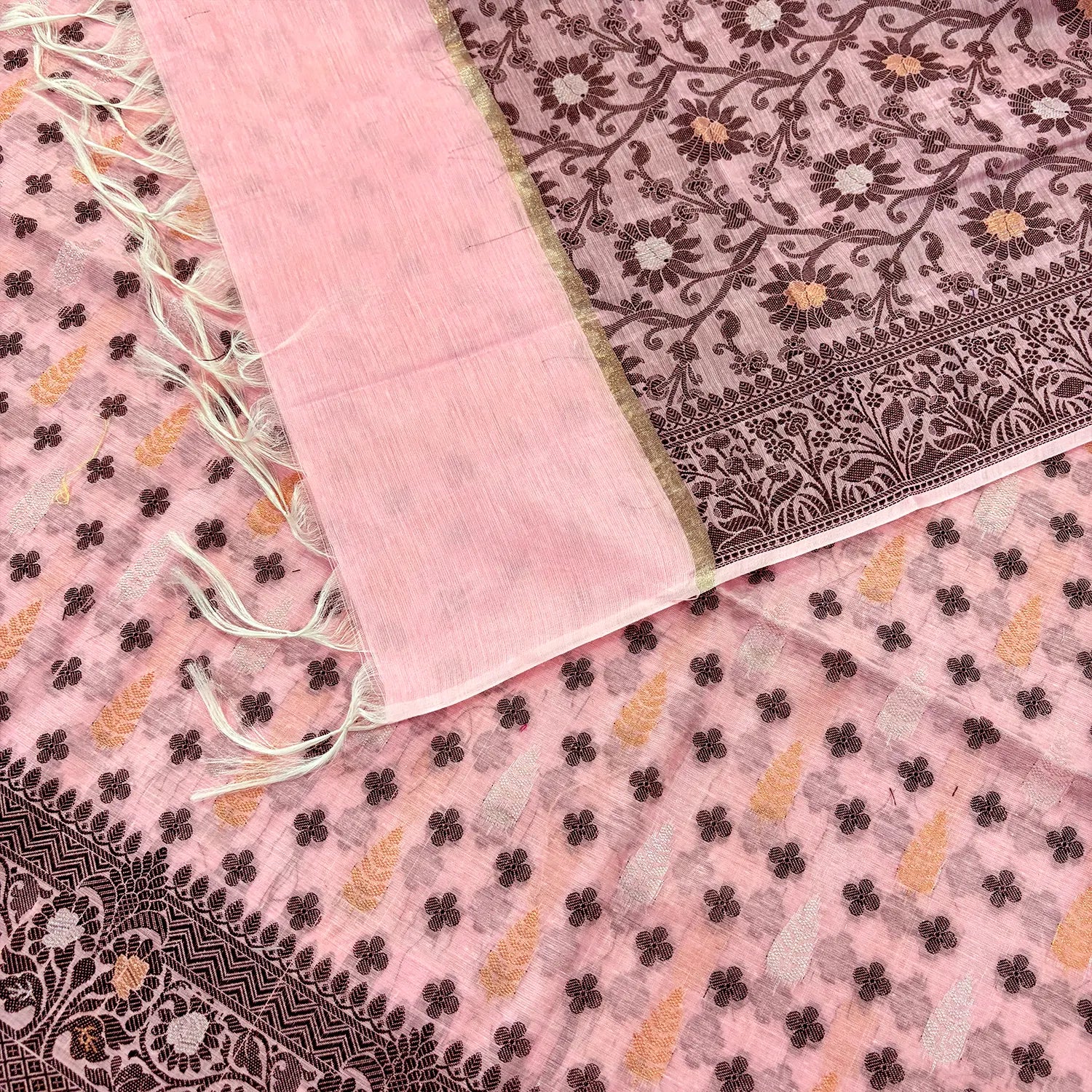 Pink Resham Zari Banarasi Silk Suit