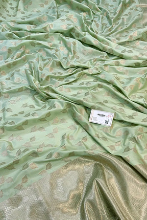 Pista Panchi Buti Katan Silk Banarasi Saree