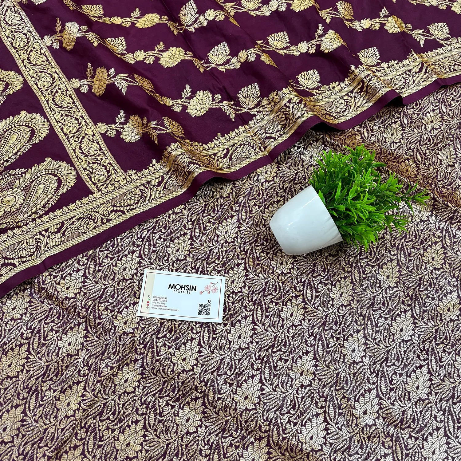 Purple Golden Zari Katan Silk Banarasi Suit