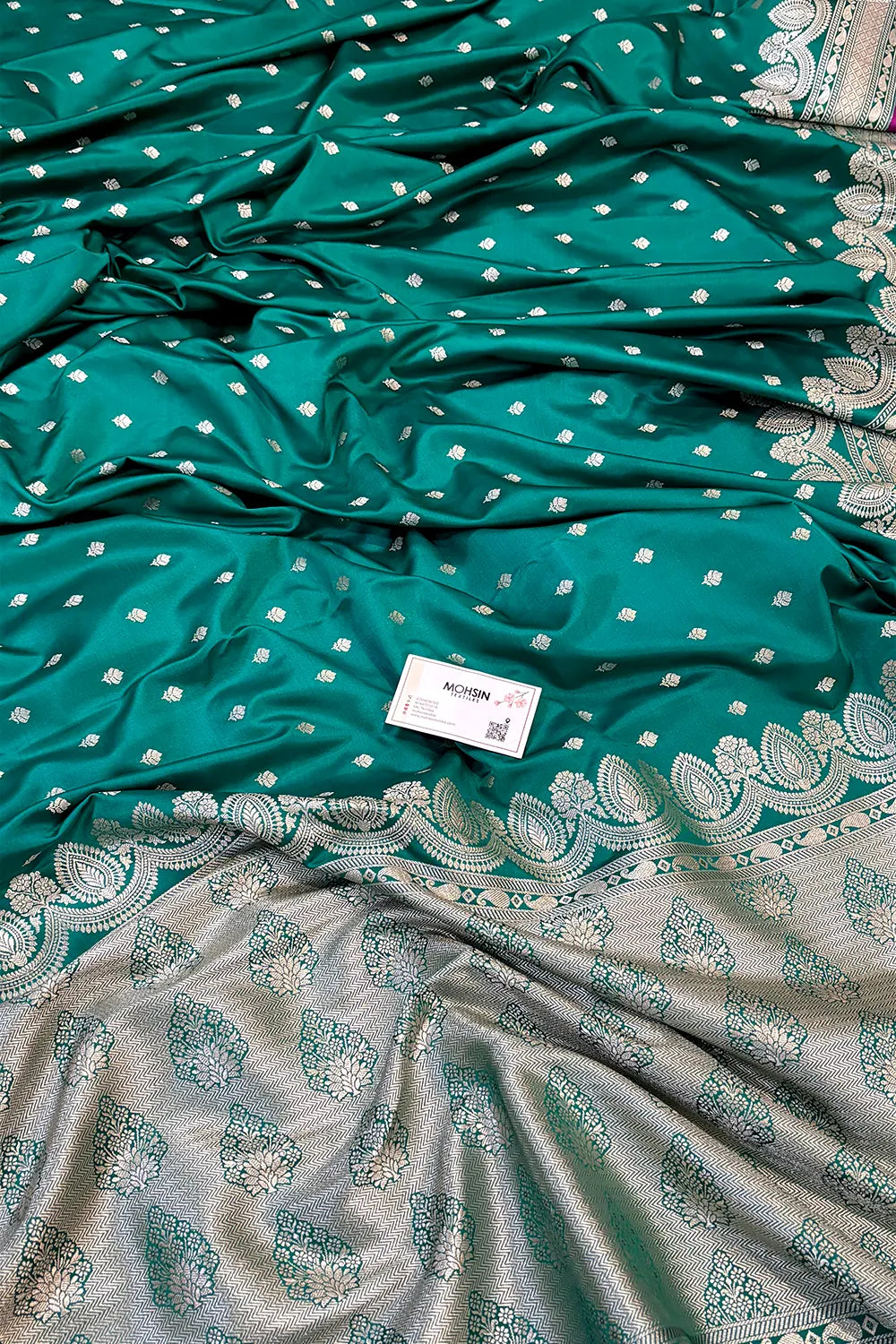 Sea Green Jadi Buti Katan Silk Banarasi Saree