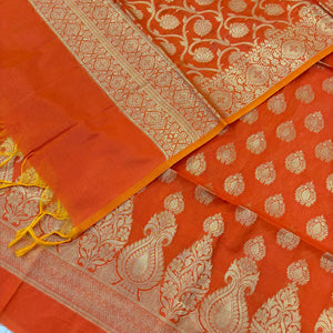 Orange Kalgha Buti Banarasi Silk Suit