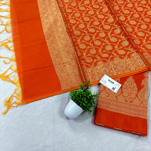Orange Kalgha Buti Banarasi Silk Suit