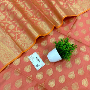 Peach Kalgha Buti Banarasi Silk Suit