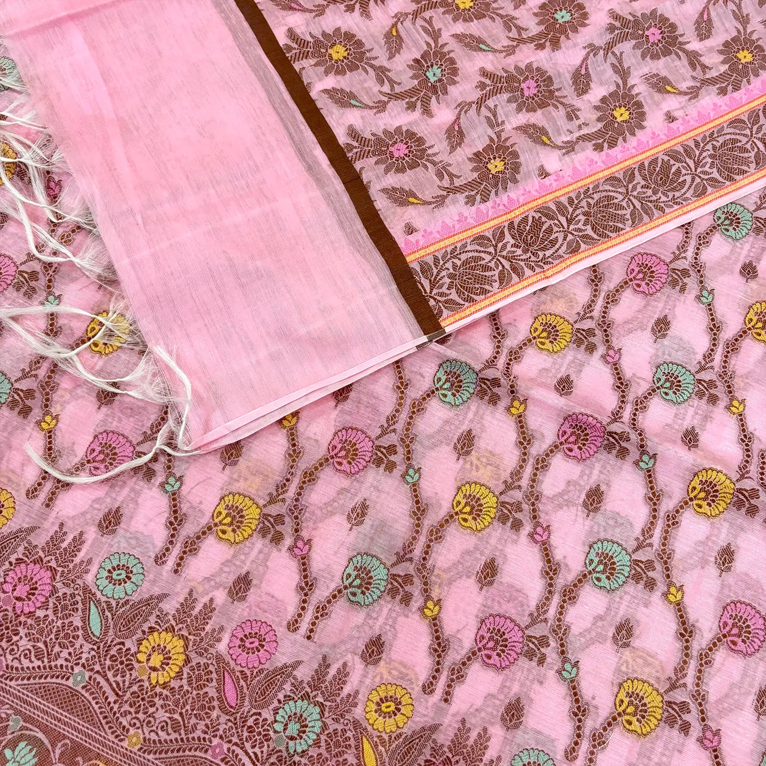 Baby Pink Resham Zari Banarasi Silk Suit