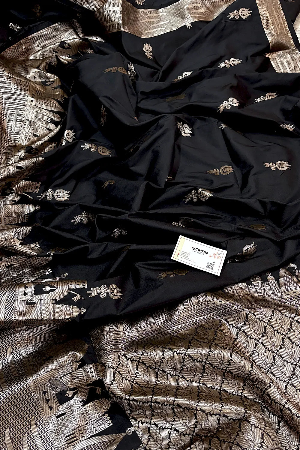 Black Kalyug Satin Silk Banarasi Saree