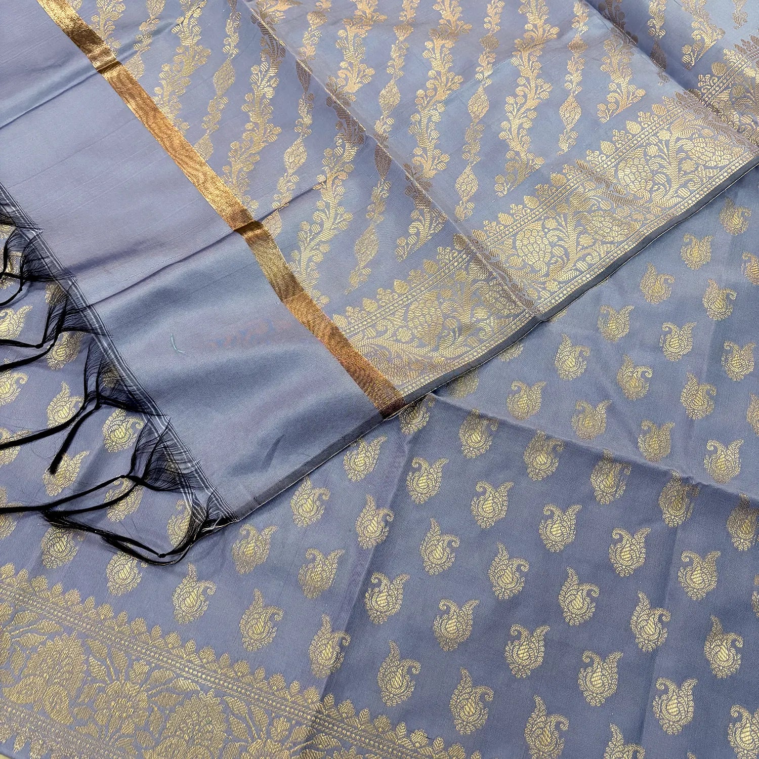 Lavender Chirag Buti Satin Silk Banarasi Suit