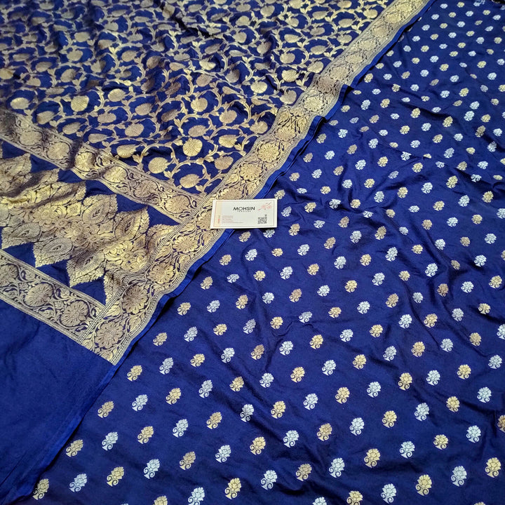 Navy Blue Sona Rupa Katan Silk Banarasi Suit