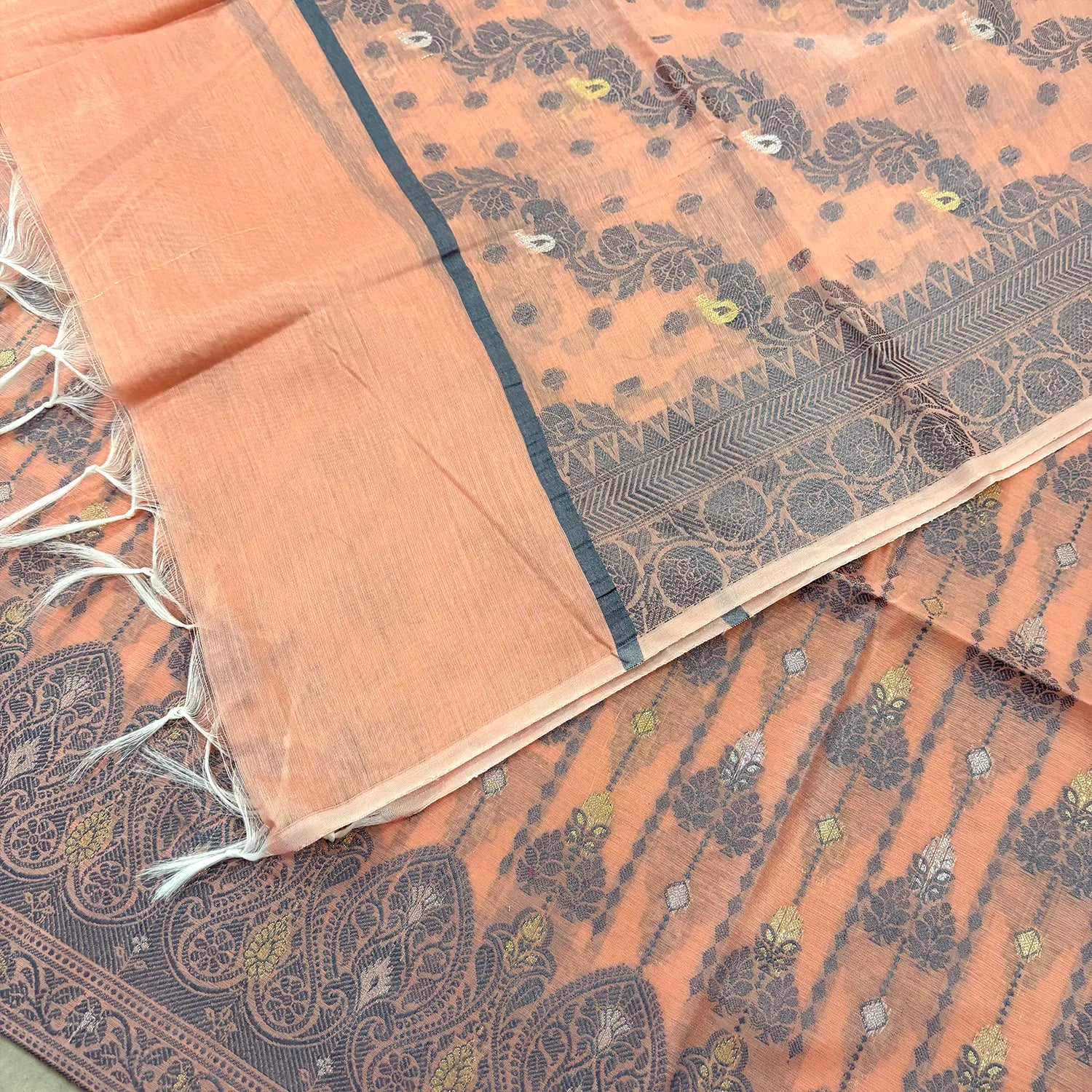 Orange Resham Zari Banarasi Silk Suit