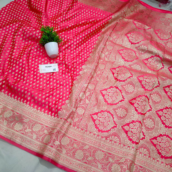 Pink Chunni Buti Katan Silk Banarasi Saree