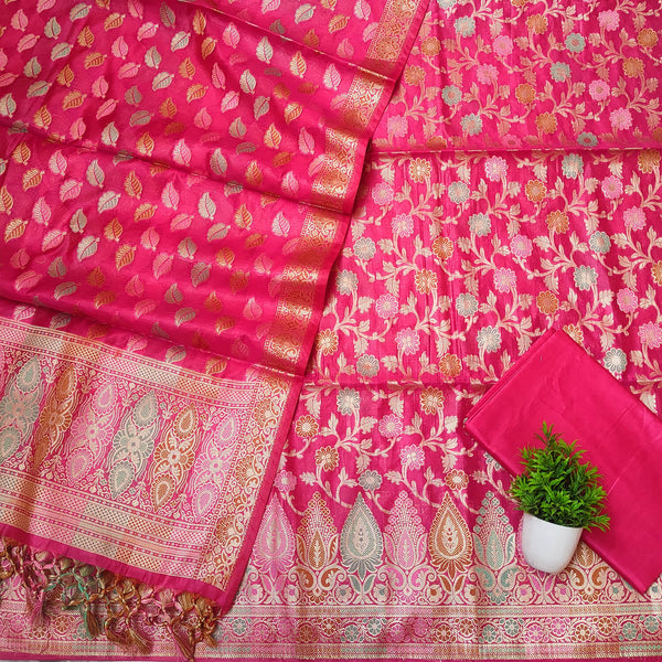 Pink Tilfi Meenakari Satin Silk Banarasi Suit