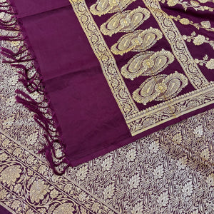 Purple Golden Zari Katan Silk Banarasi Suit