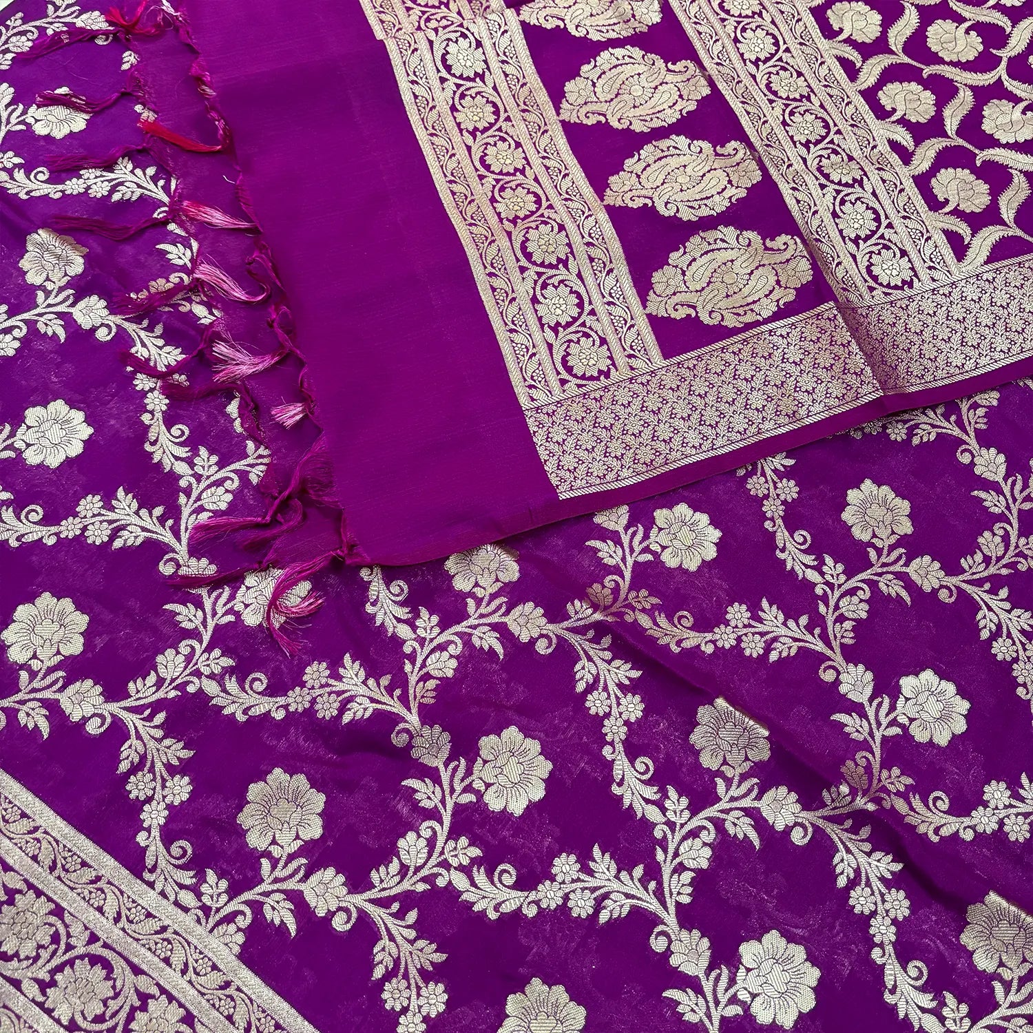 Purple Kashmiri Jaal Katan Silk Banarasi Suit