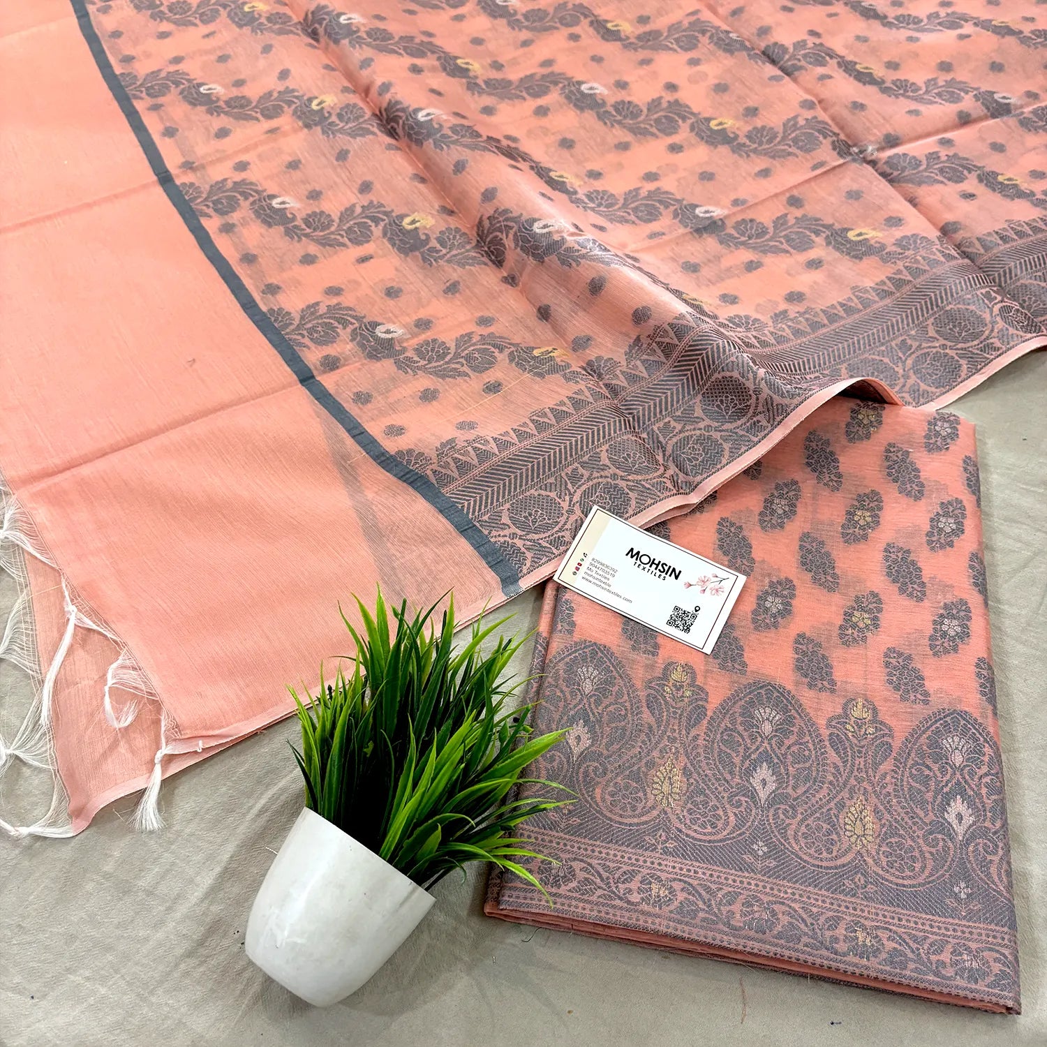 Orange Resham Zari Banarasi Silk Suit