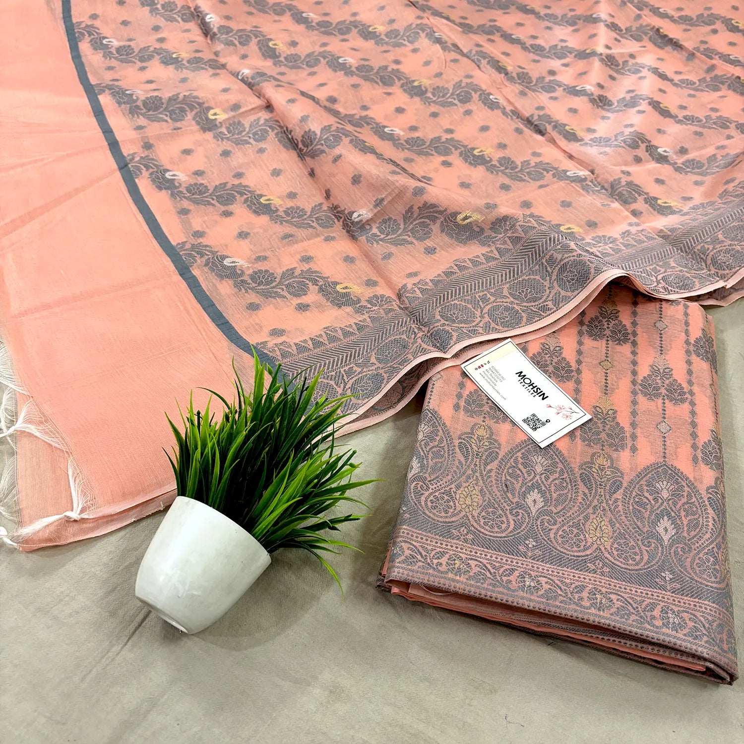 Orange Resham Zari Banarasi Silk Suit