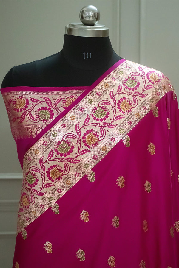 Pink Twins Buti Katan Silk Banarasi Saree