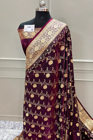 Purple Bhawar Jaal Katan Silk Banarasi Saree