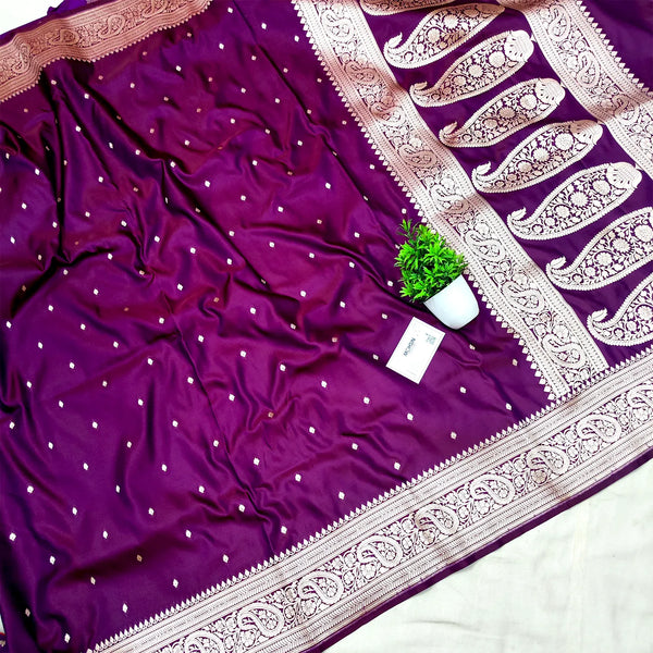 Purple Chitrani Buti Katan Silk Banarasi Saree