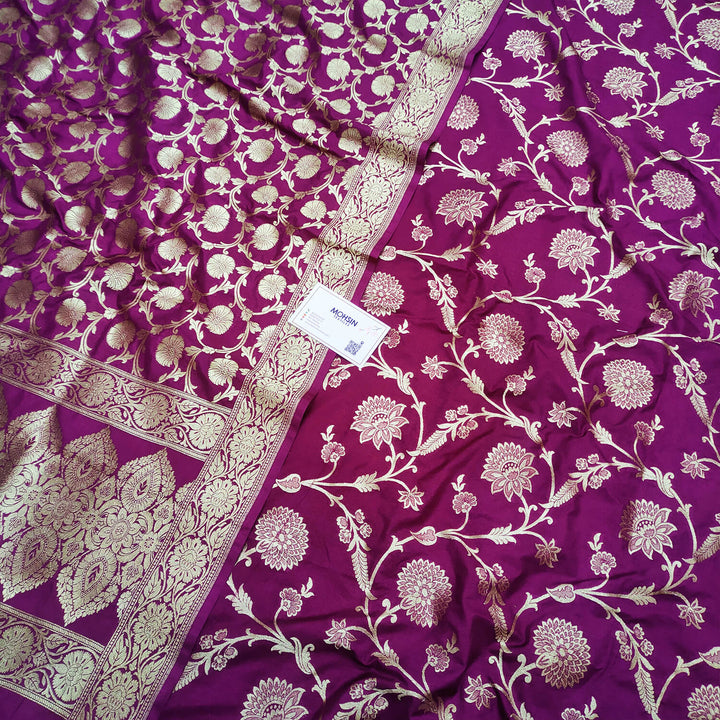 Purple Golden Zari Katan Silk Banarasi Suit