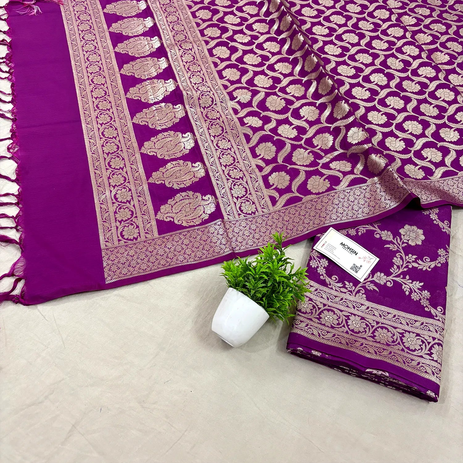 Purple Kashmiri Jaal Katan Silk Banarasi Suit
