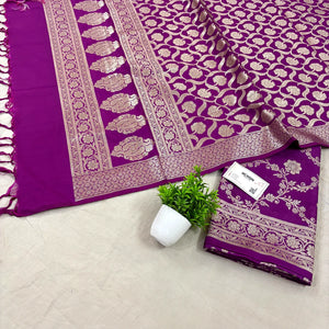 Purple Kashmiri Jaal Katan Silk Banarasi Suit
