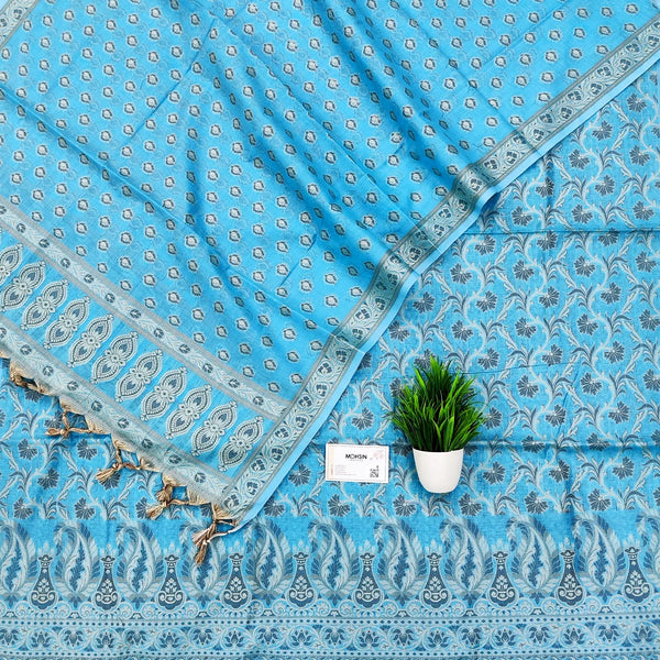 Firozi Surahi Jaal Cotton Silk Banarasi Suit