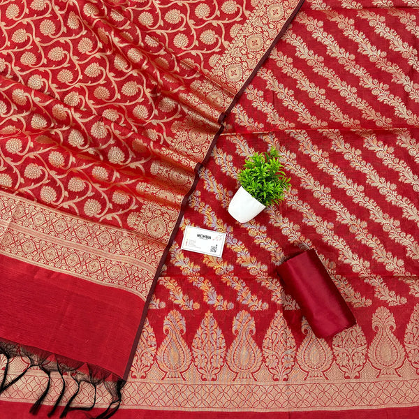 Maroon Kalgha Laheriya Banarasi Silk Suit