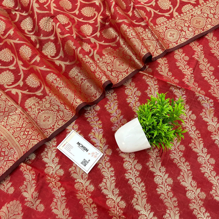 Maroon Kalgha Laheriya Banarasi Silk Suit