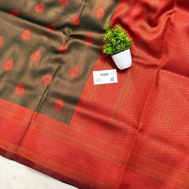 Cooper and Orange Tissue Silk Banarasi Saree