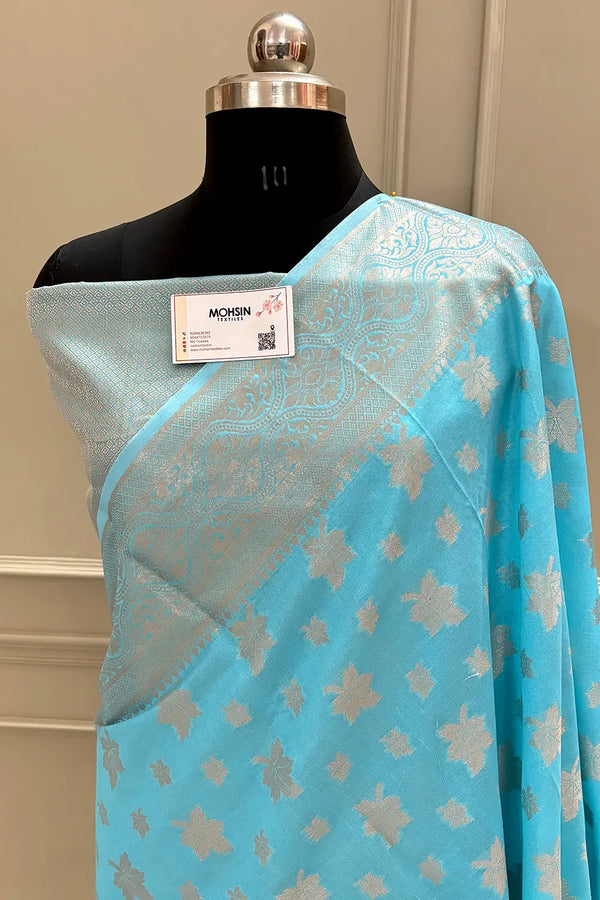 Firozi Autumn Buti Chanderi Silk Banarasi Saree