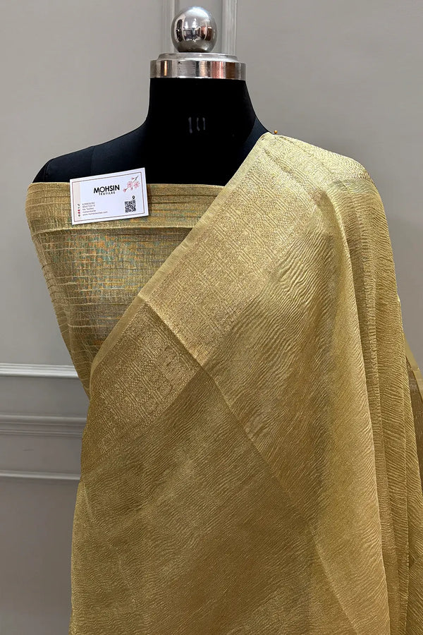 Gold Golden Zari Tissue Silk Banarasi Saree