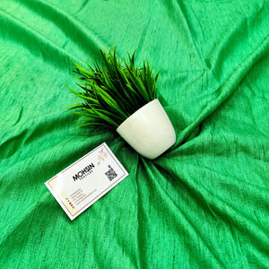 Green Plain Dupion Silk Banarasi Fabric
