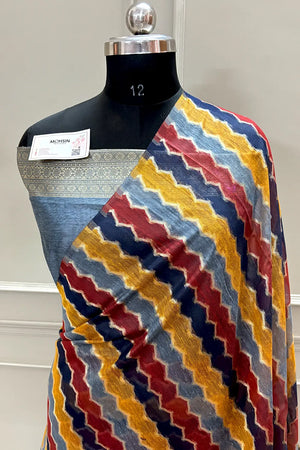 Grey Resham Zari Chanderi Silk Banarasi Saree