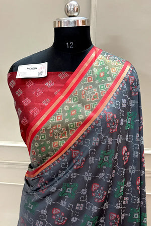 Grey and Maroon Resham Zari Banarasi Silk Saree