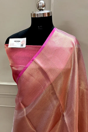 Jyotika Pink Zari Banarasi Silk Saree