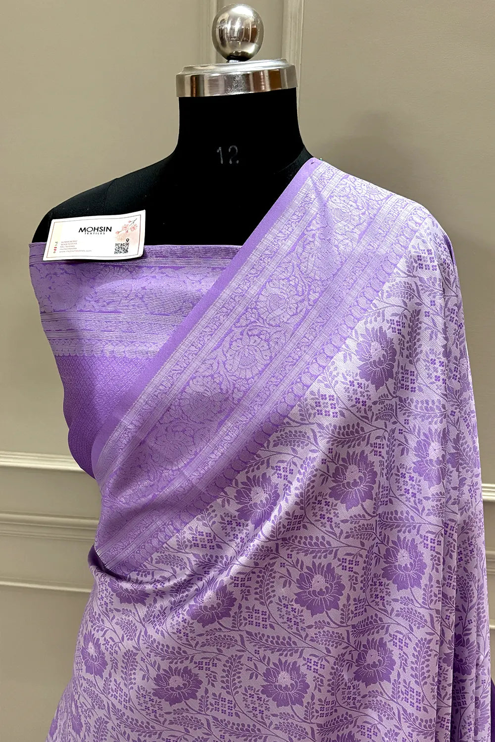 Lavender Resham Zari Silk Banarasi Saree