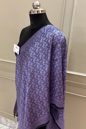 Lavender Resham Zari Silk Banarasi Stole