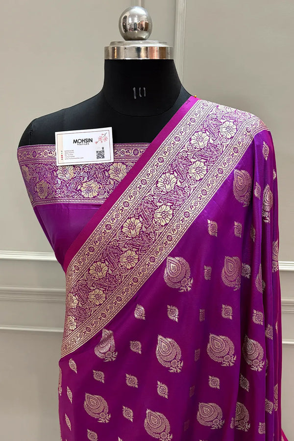 Magenta Golden Zari Silky Banarasi Saree