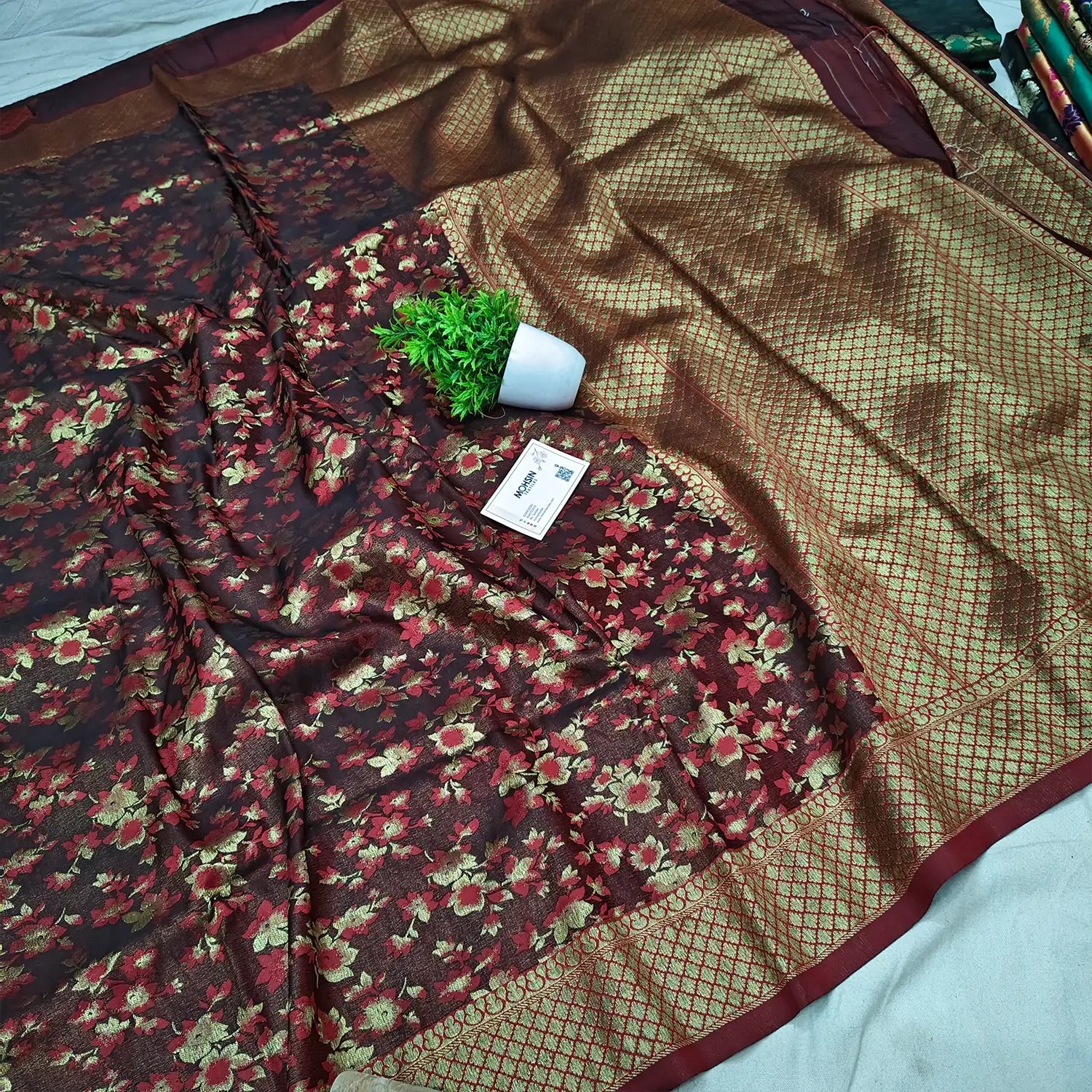 Maroon Jamewar Katan Silk Banarasi Saree