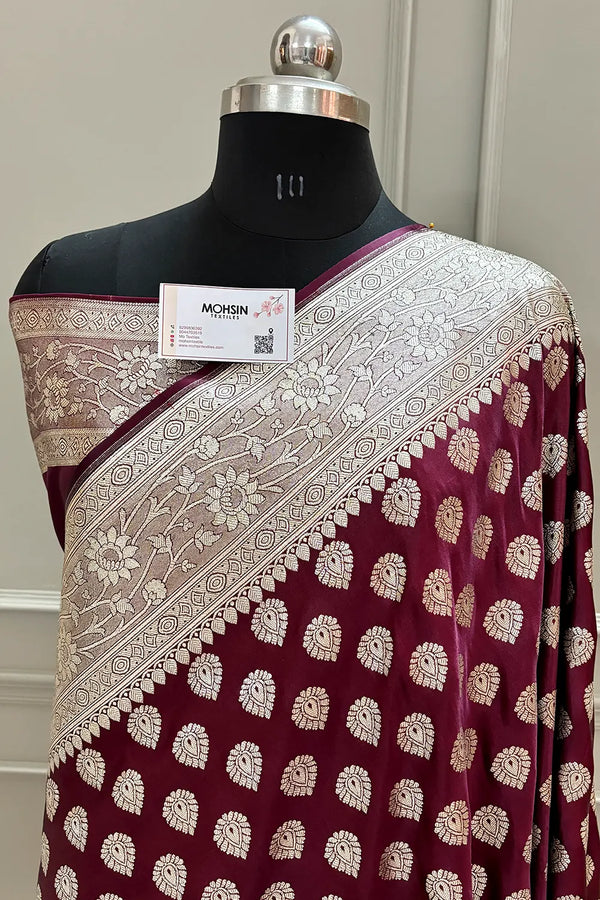 Maroon Mastani Buti Katan Silk Banarasi Saree