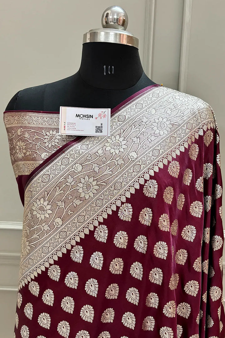 Maroon Mastani Buti Katan Silk Banarasi Saree