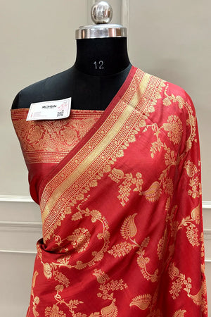 Maroon Resham Zari Banarasi Silk Saree
