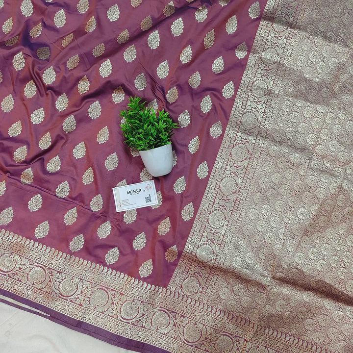 Onion Pink Premium Katan Silk Banarasi Saree