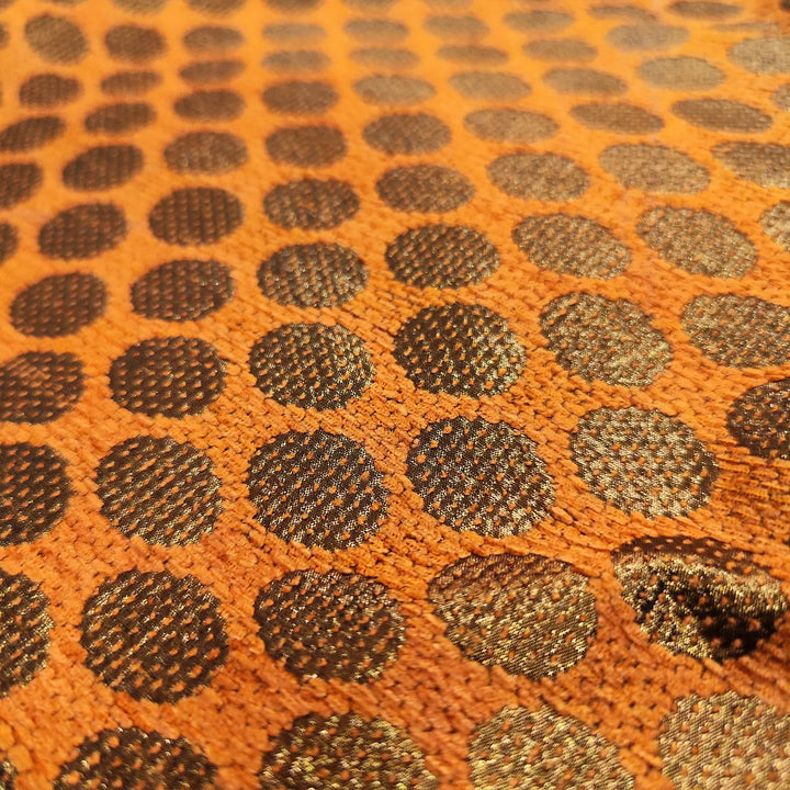 Orange Dollar Buti Shimmer Silk Banarasi Fabric